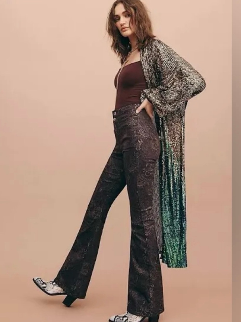 Free People Jayde Foil Printed Flare